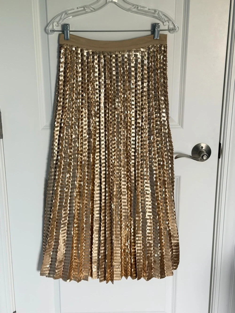 Maeve by Anthropologie Gold Natalia Sequined Midi Skirt Size 2 54474